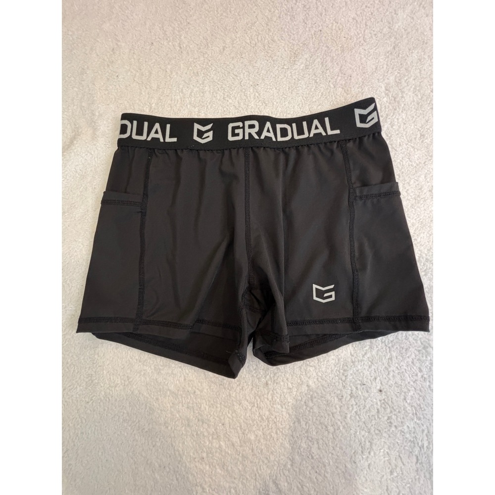 Gradual Mens Compression Shorts Black Athletic Gym Workout Pockets Size Medium